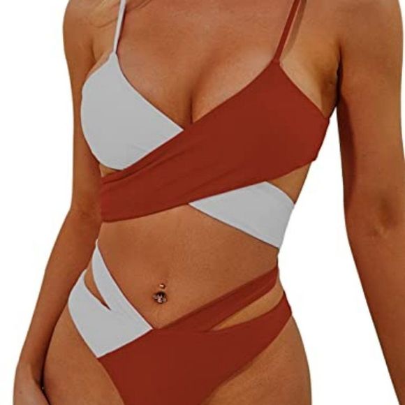 Flamingals Bikini Swimsuit for Women Criss Cross - Picture 1 of 5